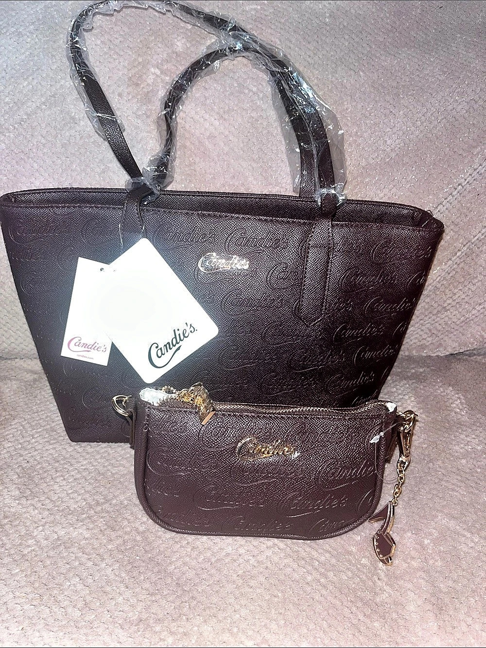 Candie's Brown Tote Bag Set